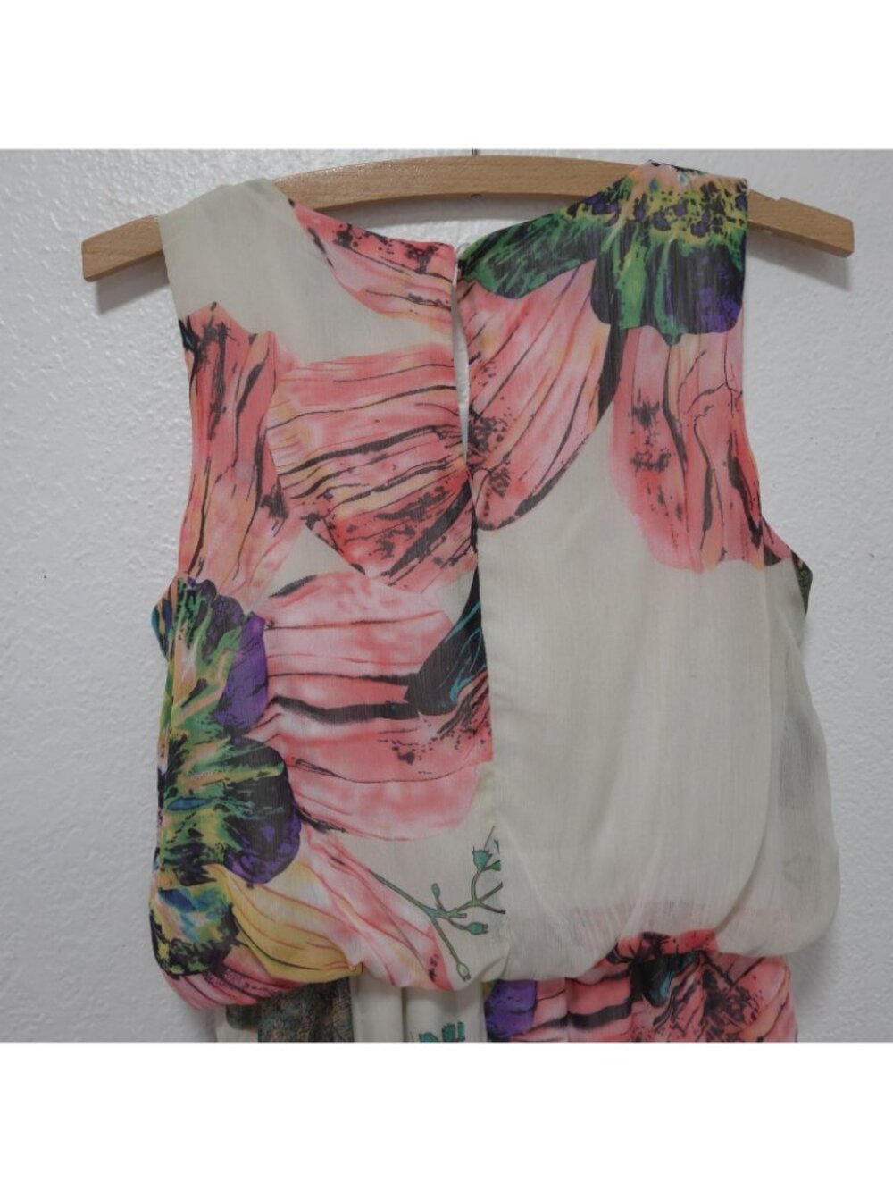 R&M Richards Women Beige Colorful Floral Maxi Elastic Waistband Dress Size 6 - Picture 9 of 15